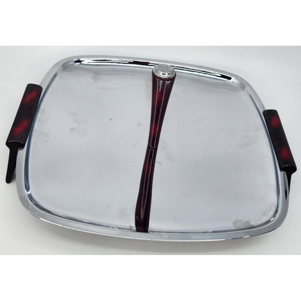 MCM Atomic Red Bakelite & Stainless Center Handle Serving Dish Gourmates Canada